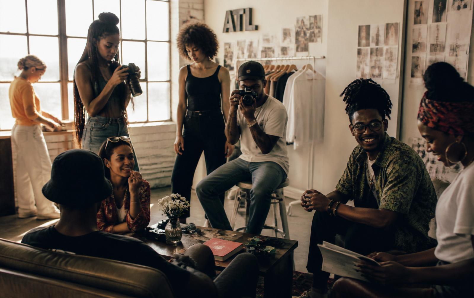 Creatives collaborating in an Atlanta studio